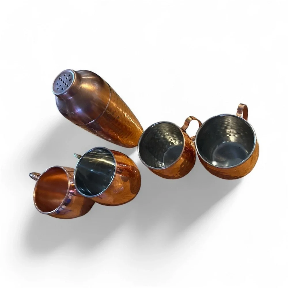 ODI 18: Made‎ in India, COPPER HAMMERED COCKTAIL SHAKER - 4 Cups Lot of 5